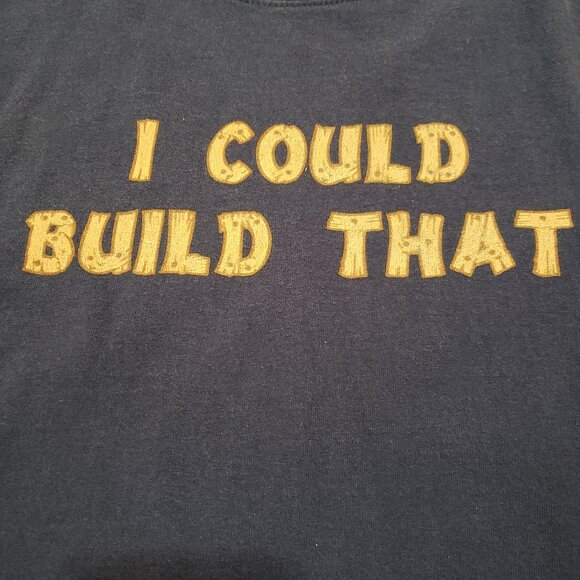 Woodworking T Shirt Mens 2XL Blue Short Sleeve I Could Build That Hanes Cotton - Picture 2 of 10